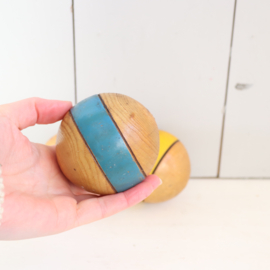 set 3 vintage houten ballen deco sport