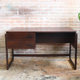 Vintage groot bureau jaren 70 donker hout