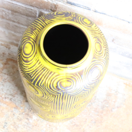 Vintage vloer vaas geel ceramano germany
