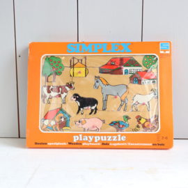 Vintage simplex puzzel boerderij 2x in doos