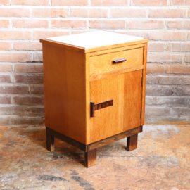Vintage nachtkastje art deco Amsterdamse school marmer