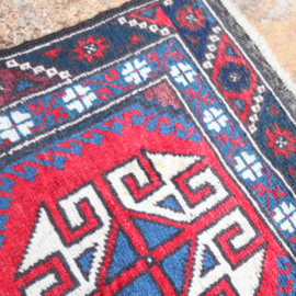 Vintage Perzische tapijt loper rood blauw 285 x 68