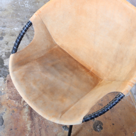 vintage Mid-Century Suede Leer Balloon fauteuil  1960