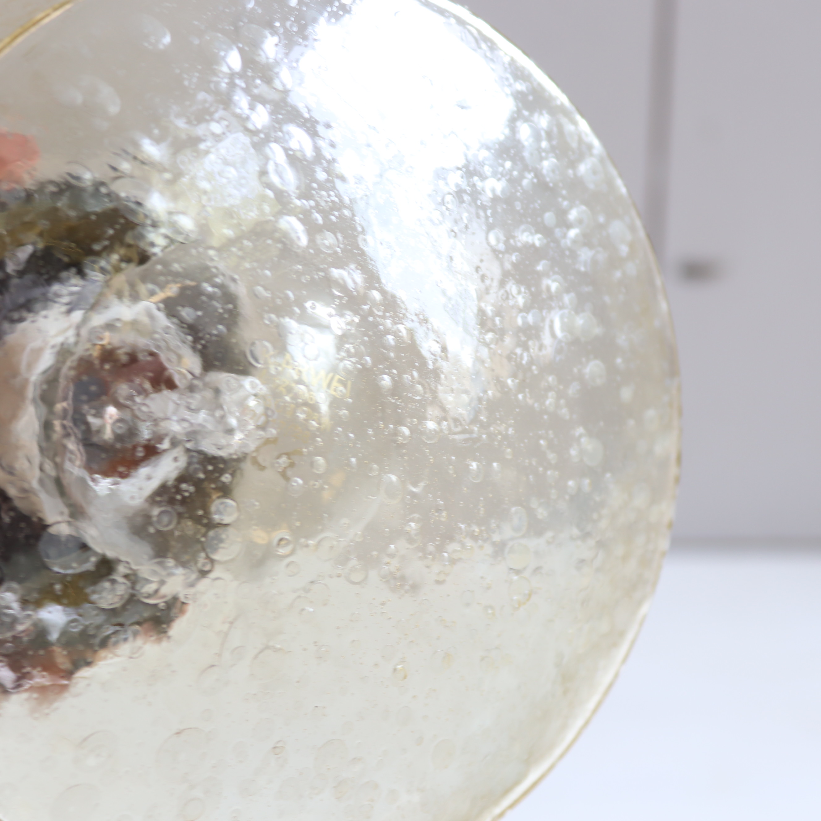 Vintage plafondlamp bubbel glas licht geel jaren 70