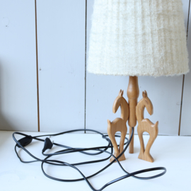 Vintage tafellamp houten hertjes voet