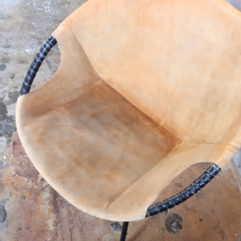 vintage Mid-Century Suede Leer Balloon fauteuil  1960