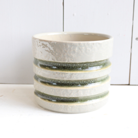 Vintage bloempot groen streep