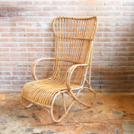 Vintage rotan fauteuil hoog rug