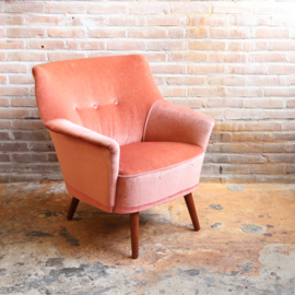 Vintage fauteuil velours roze