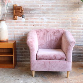 Vintage velvet fauteuil roze