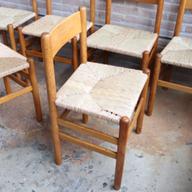 set 6 vintage stoelen rieten zitting