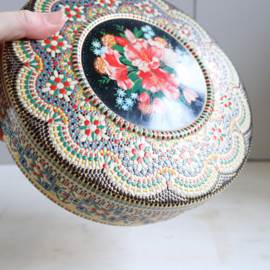 vintage koektrommel stipjes bloemen