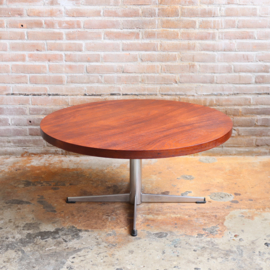 Vintage salontafel rond hout metaal mid-century
