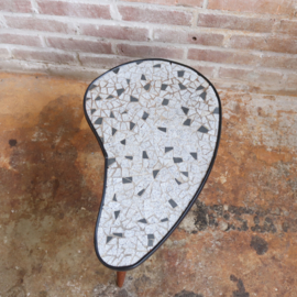 Vintage bijzettafel  hout mozaïek niervormig