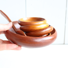 70s pinda schaaltjes hout met lepel
