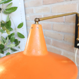 Vintage wandlamp schotel oranje