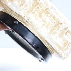 Vintage jaren 70 plafondlamp bubbel glas vierkant geel