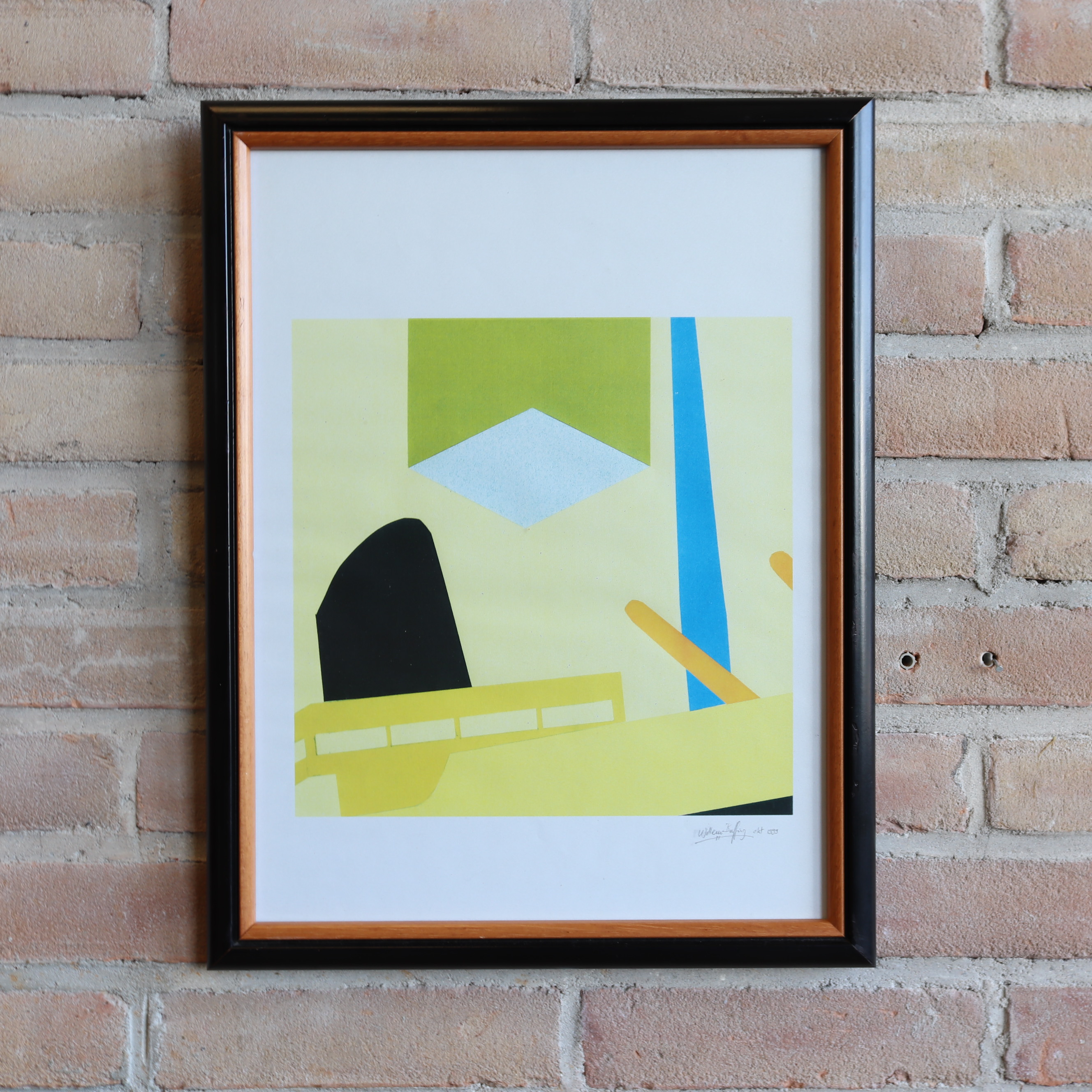 vintage kleur kunst zwarte lijst hout zeefdruk