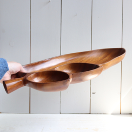 Vintage houten schaal blad groot