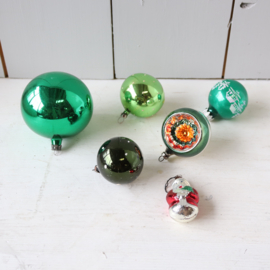 Set vintage kerstballen groen