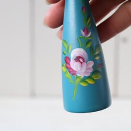 Vintage kandelaar hout bloemen