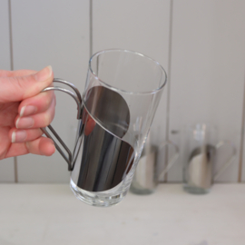 Vintage glas met rvs houder