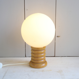 Vintage bol lamp tafellamp hout