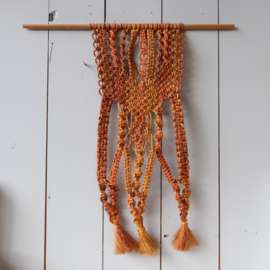 Vintage macramé hanger geel oranje