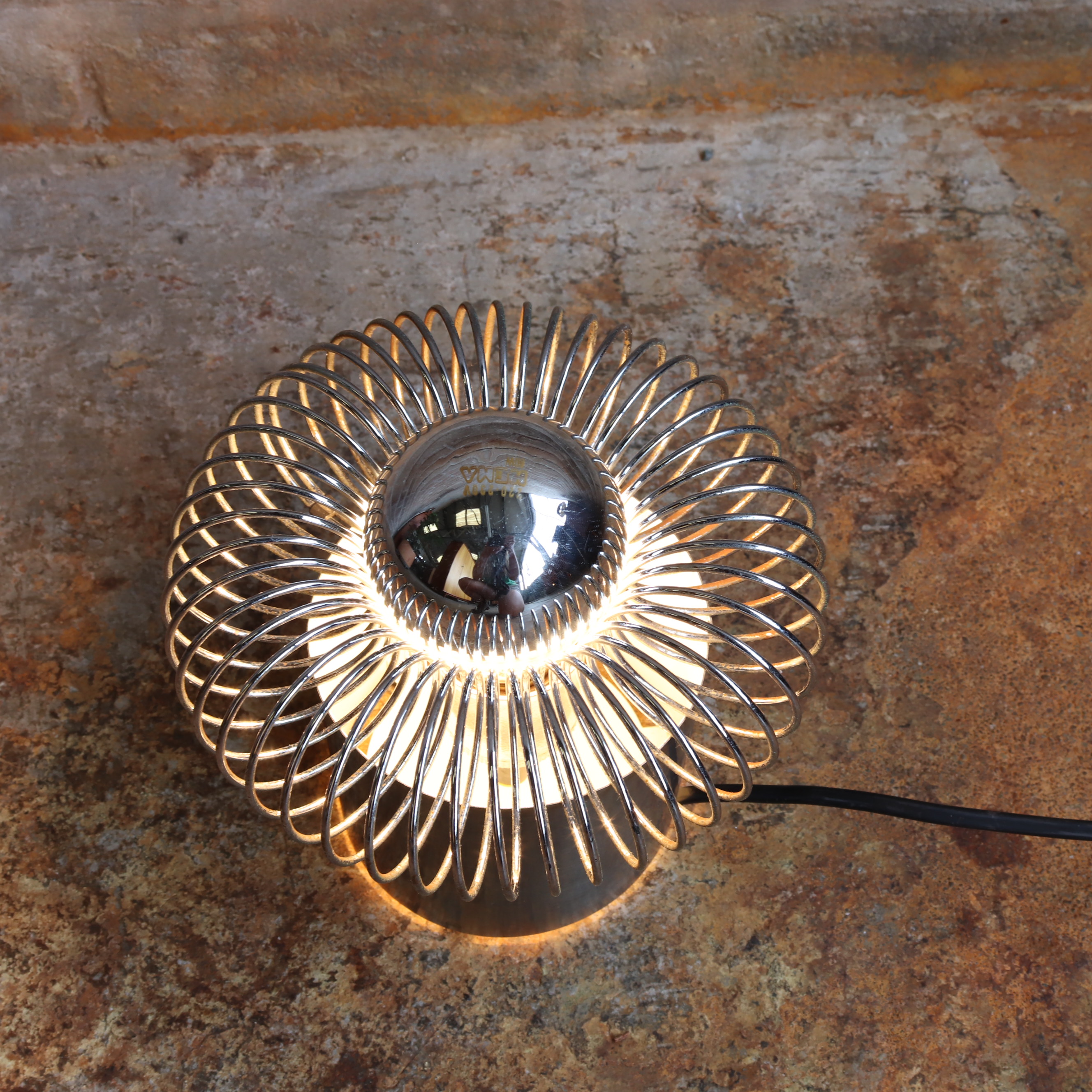 Philippe Rogier 70s design lamp rvs spiraal