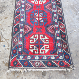 Vintage Perzische tapijt loper rood blauw 285 x 68