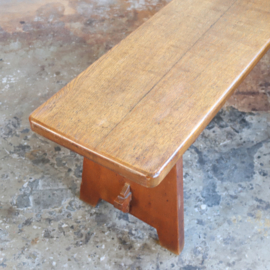 Vintage eiken eettkamer bank eettafel houten 1970