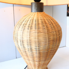 Vintage tafellamp riet bruine kap