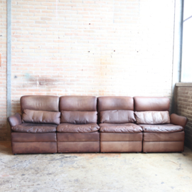 Vintage elementen bank bruin leer jaren 70