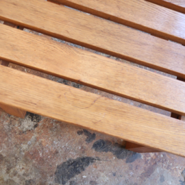 Vintage latten eiken salontafel bijzzettafel