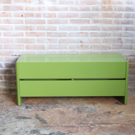 Vintage schoenenkast groen bankje hal dressoir
