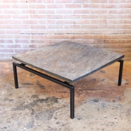 Vintage salontafel natuursteen metaal leisteen