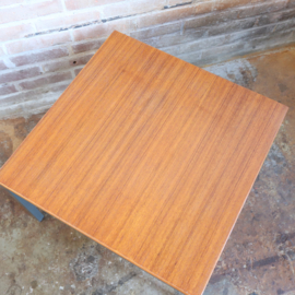 Vintage salontafel vierkant metaal hout mid-century