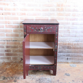 Vintage nachtkastje rood bloemen folklore hindeloopen