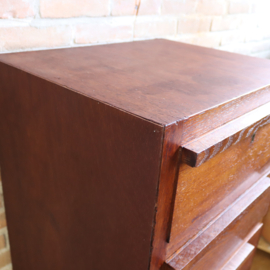 Vintage ladekast hoog smal archief kast