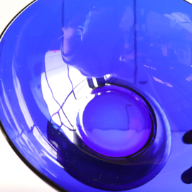 Vintage fruitschaal glas kobalt blauw