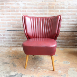 Vintage cocktail fauteuil donker rood