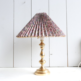 Vintage plooikap bloemen lamp messing