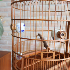 Vintage vogelkooi hout bamboe