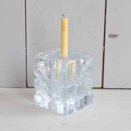 Ingrid Glashutte kandelaar blok glas 60s