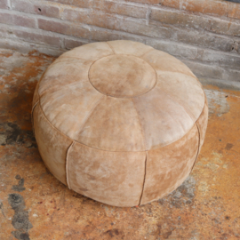 Vintage opberg poef cognac