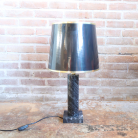 Vintage lampenkap zwart marmer messing goud