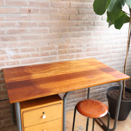 Vintage industrieel bureau hout