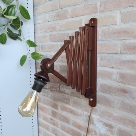 vintage schaarlamp hout