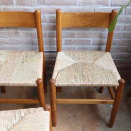 set 6 vintage stoelen rieten zitting