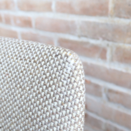 Vintage buisframe stoel wit grijs gewoven armleuningen